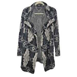 Lucky Brand Silver Metallic Boho Cardigan Sweater XS Lagenlook Cozycore